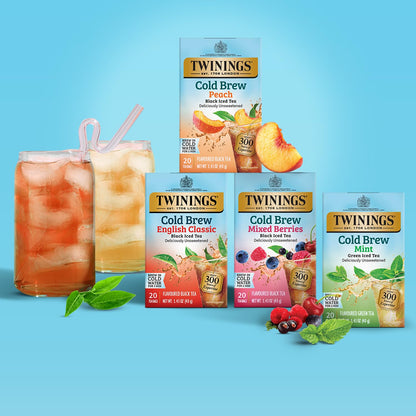 Twinings Strawberry & Raspberry Herbal Iced Tea, 72 Oversized Tea Bags, Makes 18 Pitchers or 144 Servings, Unsweetened, Naturally Caffeine-Free, (Pack of 1)