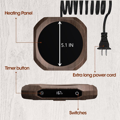Mug Warmer for Desk - 36W Smart Coffee Cup Warmer with Timer, Auto Shut Off, 3 Heat Settings, Keep Your Coffee Warm for Office Hours,Perfect Coffee Gifts (Wood)