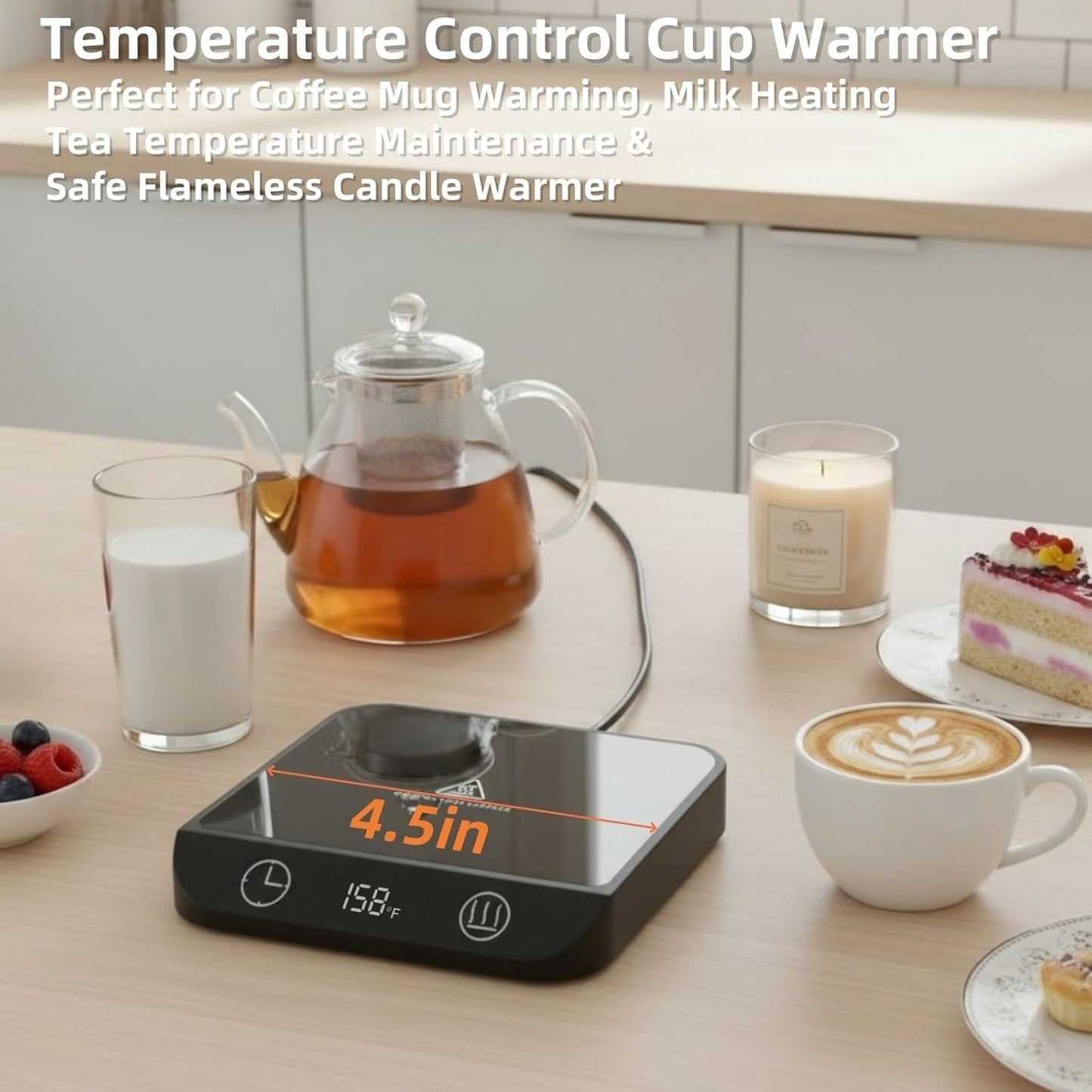 Coffee Mug Warmer & Candle Warmer 2-in-1, 46W Smart Cup Warmer for Desk | 6 Temperature Settings, 12-Hr Timer & 4-Hr Auto Shut-Off, Gift for Coffee Lovers, Home Office & Desk Warmer