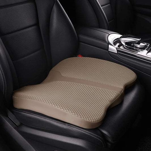 Car Seat Cushion - Comfort Memory Foam Seat Cushion for Car Seat Driver, Tailbone (Coccyx) Pain Relief, Car Seat Cushions for Driving (Gray)