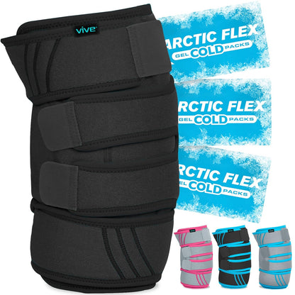 Vive Knee Ice Pack Wrap - Cold/Hot Gel Compression Brace for Pain Relief | Strap for Arthritis Pain, Tendonitis, ACL, Athletic Injury, Osteoarthritis, Women, Men, Running, Meniscus, Patella, Surgery