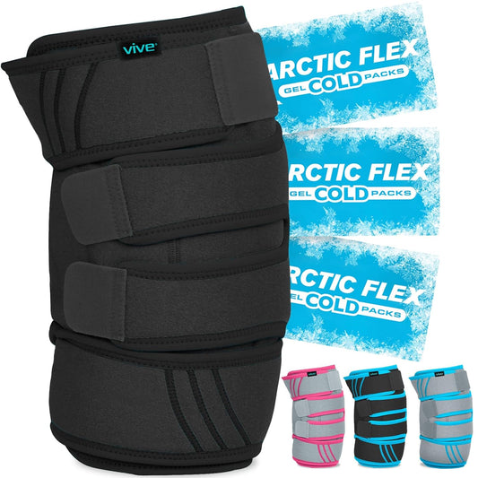 Vive Knee Ice Pack Wrap - Cold/Hot Gel Compression Brace for Pain Relief | Strap for Arthritis Pain, Tendonitis, ACL, Athletic Injury, Osteoarthritis, Women, Men, Running, Meniscus, Patella, Surgery