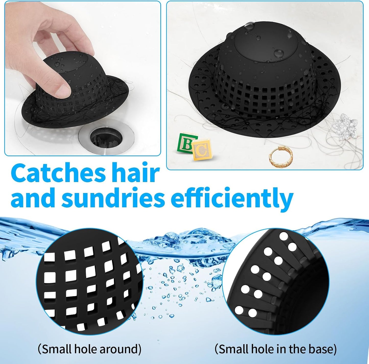 Aluvor Shower Drain Hair Catcher Bathtub Drain Cover Sink Drain Protector | Bathroom Sink & Bathtub Drain Strainer for Pop-Up & Regular Drains, Silver Grey