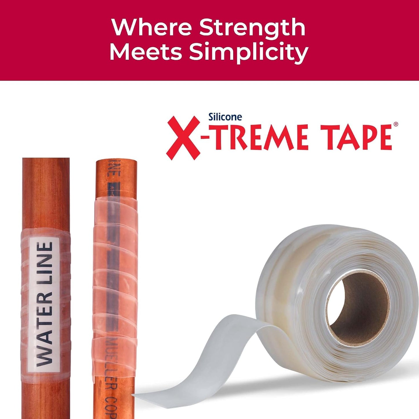 X-Treme Tape Self Fusing Silicone Tape - 1" x 10 Ft Roll - White | Heavy Duty Rubber Electrical Tape, Waterproof, For Automotive, Hose, Pipe, Outdoor & Emergency Repairs, Insulating, Flexible