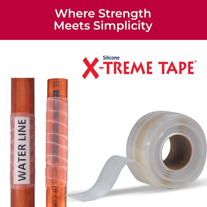 X-Treme Tape Self Fusing Silicone Tape - 1" x 10 Ft Roll - White | Heavy Duty Rubber Electrical Tape, Waterproof, For Automotive, Hose, Pipe, Outdoor & Emergency Repairs, Insulating, Flexible