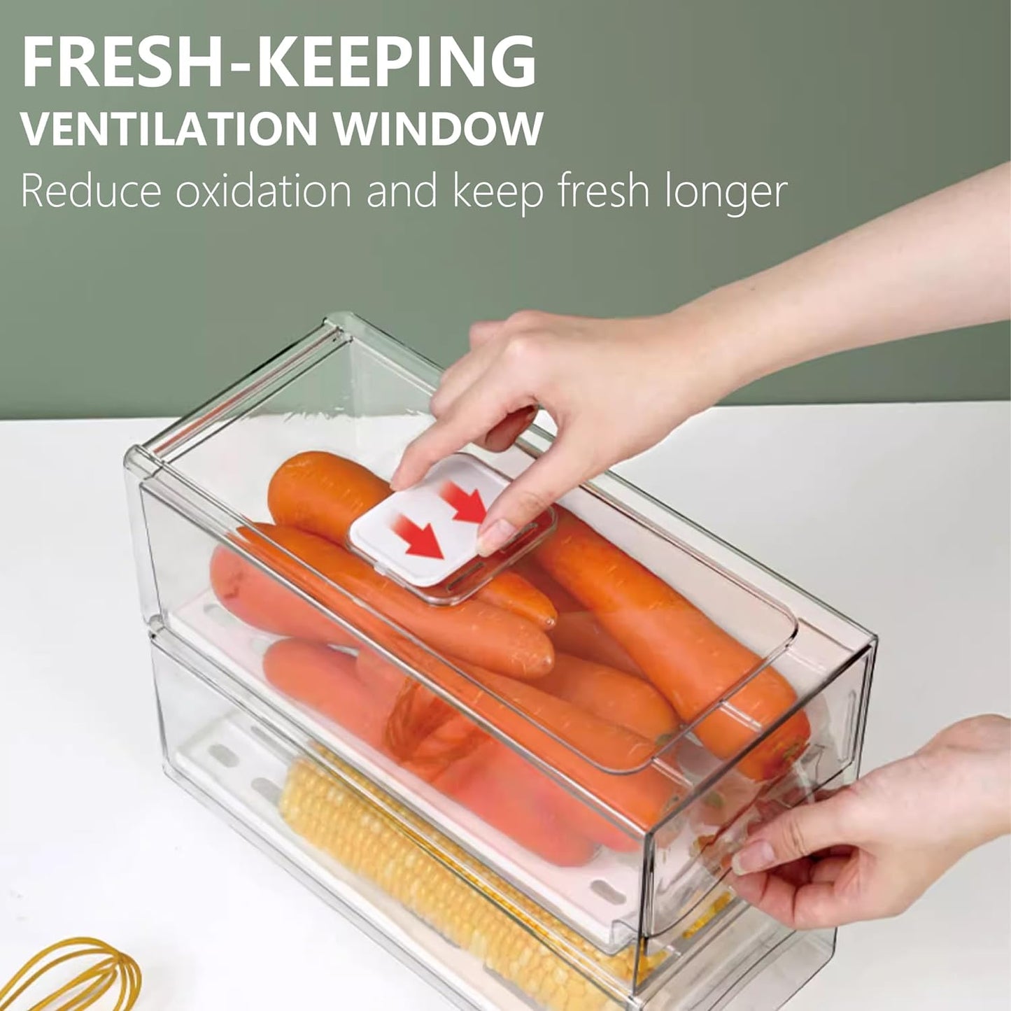 5 Pack Fruit Storage Containers for Fridge,Produce Container for Fridge with Removable Colanders,Leakproof Refrigerator Organizers and Storage for Produce Berry Vegetable Salad Meat Food Keep Fresh