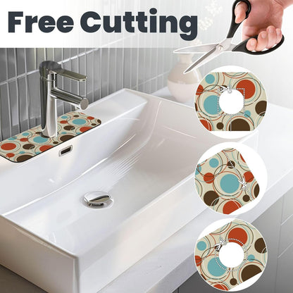 Aquamarine Blue Mexican Tiles Faucet Splash Guard Mat for Kitchen Sink 15x5.5" - Colors B