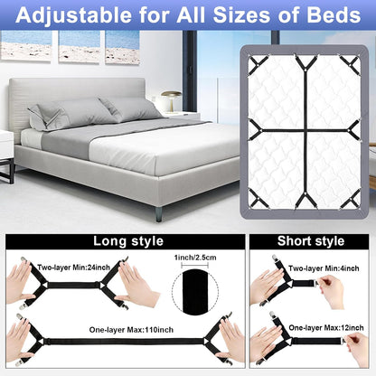 Attmu 6 Pack Bed Sheet Straps Fitted Bed Sheet Fasteners Clips Black