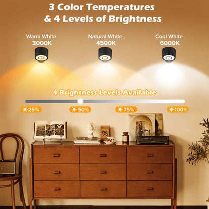 LED Wall Mounted Lights 4 Psc with Remote, 3000mAh Rechargeable Battery Operated Wall Sconces, 3 Lighting Modes & Dimmable, 360°Rotate Cordless Wall Light for Bedroom Bedside Reading Study (White)