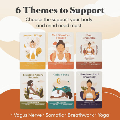 Somatic Therapy & Polyvagal Card Deck for Nervous System Reset - 48 Vagus Nerve Regulation Exercises, Breathwork, Yoga, & Mindfulness Cards - Stress Relief Therapy Tools & Coping Skills Deck