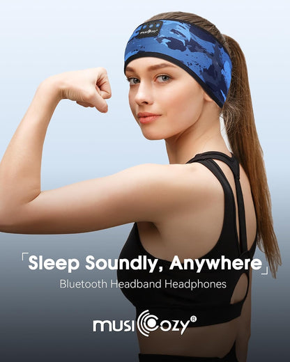 MUSICOZY Sleep Headphones Bluetooth Headband Headphones for Side Sleepers | Sleeping Headbands Wireless Sports Earphones Sweat Resistant Earbuds for Workout Running Cool Gadgets Unique Gifts for Women