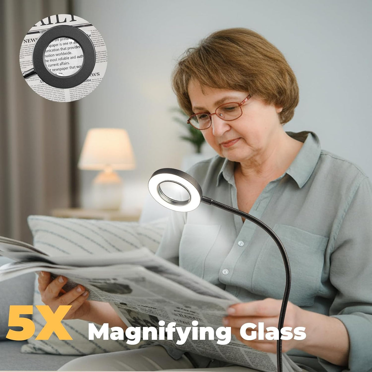 LALISU Desk lamp Eye-Caring Table Lamps, 360°Rotation Gooseneck Clip Lamp