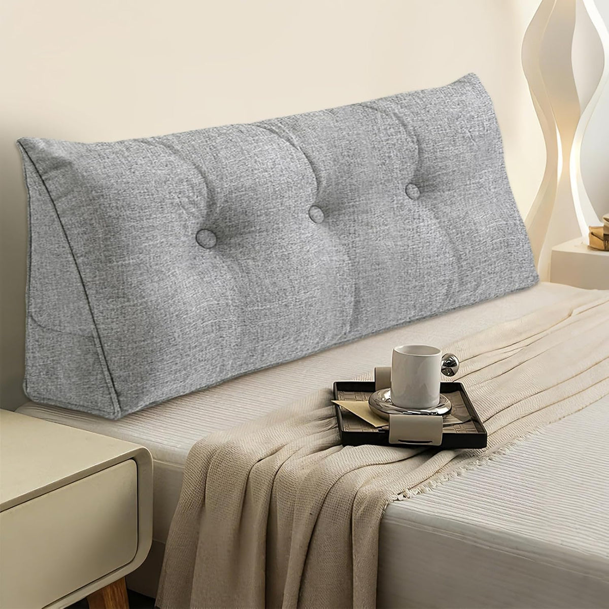 Wedge Pillow – Reading & Bed Rest Pillow for Sitting in Bed, Couch, or Floor, Multi-Purpose Headboard Wedge for Sleeping, After Surgery, Leg & Back Support, Neck Cushion & Washable Cover, Dark Gray