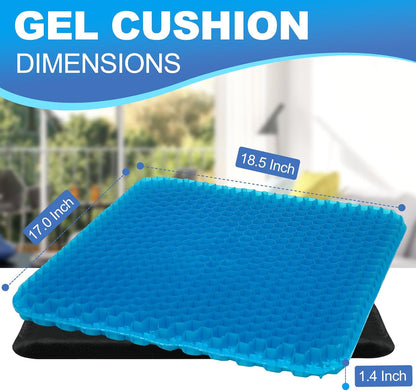 Gel Seat Cushion for Long Sitting - 16.5" x 14.5" x 2.4" (Extra Thick＆Soft)
