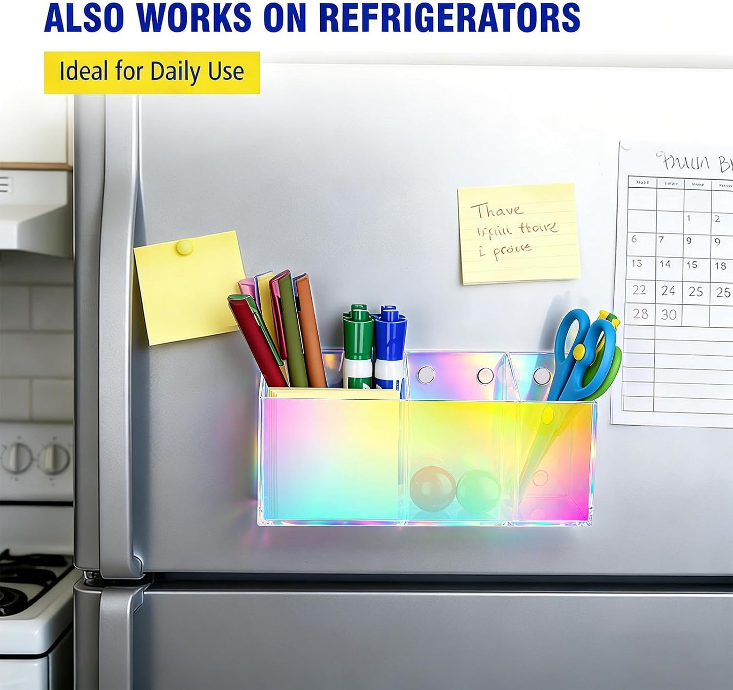 Magnetic Marker Holder for Whiteboard, Fridge, Teacher Must Have | Acrylic Magnet Dry Erase Pen Holder for Refrigeator, Anti-slip Pencil Holder for Classroom, Locker Organizer Accessories