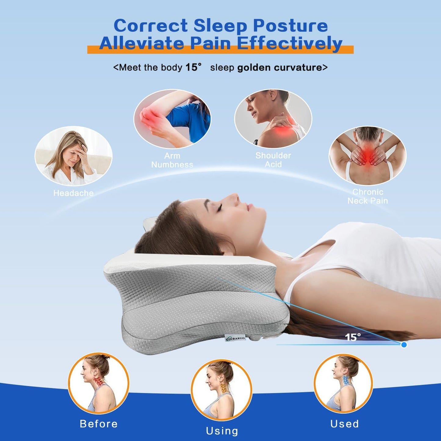 Pain Relief Cervical Pillow for Neck Support, Adjustable Ergonomic Pillow | Cozy Sleeping, Odorless Orthopedic Memory Foam Pillow, Contour Bed Pillow for Side Back Stomach Sleeper