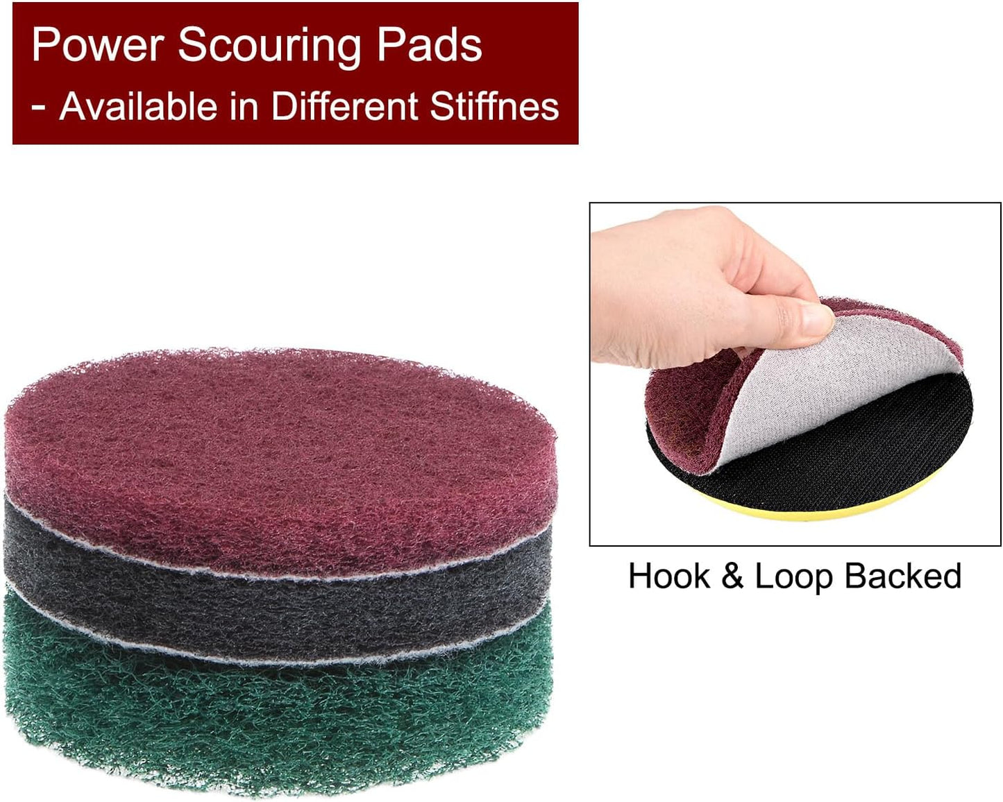 HARFINGTON 8pcs Drill Power Brush 3 inch Tile Scrubber Scouring Pads 180-240 Grit for Bathroom Kitchen Household Cleaning