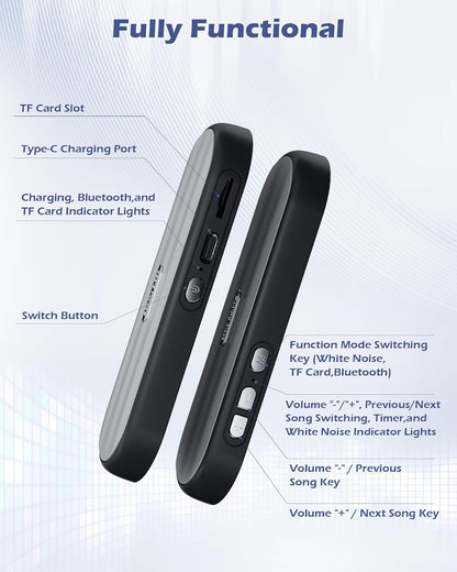 Under Pillow Bluetooth Speaker for Sleep (Black) | Bone Conduction, Comfortable, White Noise, 20-Hour Battery Life