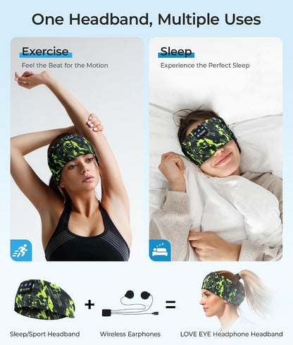 LOVE EYE Wireless Bluetooth 5.4 Sleep Headband Headphones for Side Sleeper
