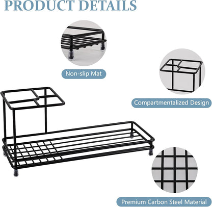 Toothbrush Holders Toothpaste Organizer Bathroom Accessories, Matte Black | Carbon Steel, 4 Slots, Removable Drip Tray, Easy to Clean, Electric Toothbrush Storage, for Countertop, Shower, Sink
