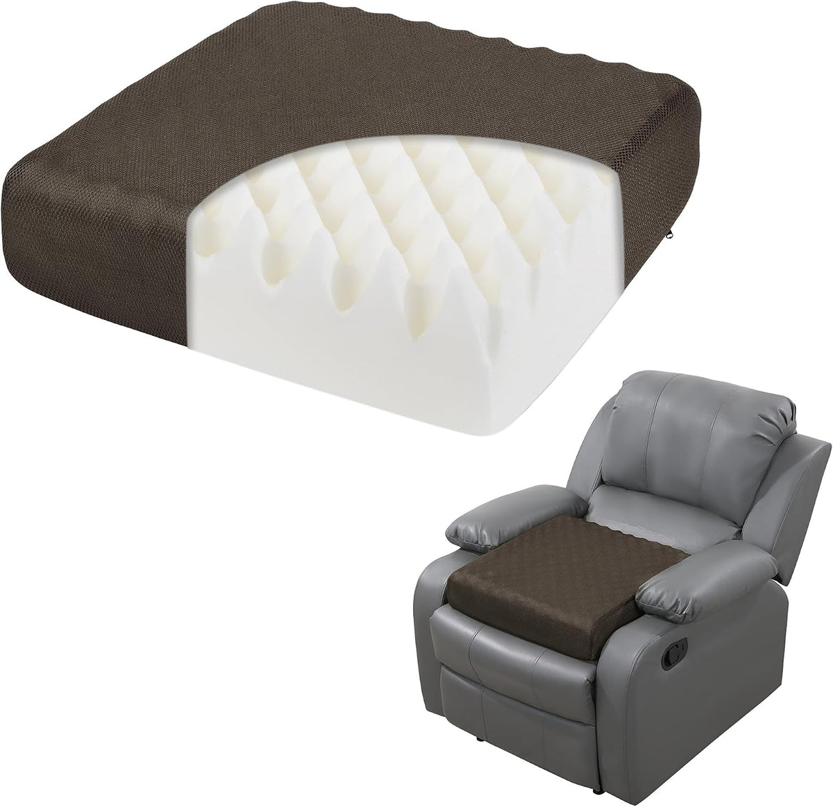 HOMBYS Egg Shaped Foam Recliner Chair Cushion for Elderly, 20×20×5inch Thicken & Extra Large Seat Cushion Cahir Pad for Couch, Armchair, Wheelchair for Easy to Reduce Hip & Lumbar Pain, Black