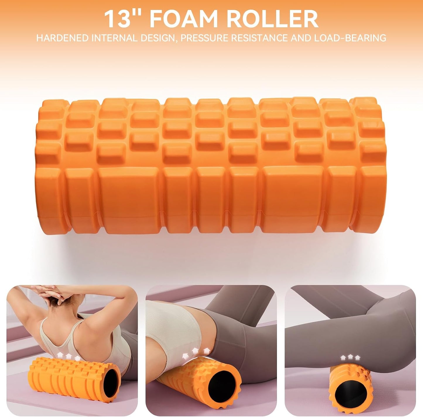 Krightlink 5-in-1 Foam Roller Set High Density Deep Tissue Muscle Massage | Muscle Recovery Kit Exercise Roller, Massage Ball, Resistance Band & Carry Bag for Physical Therapy & Pain Relief Black