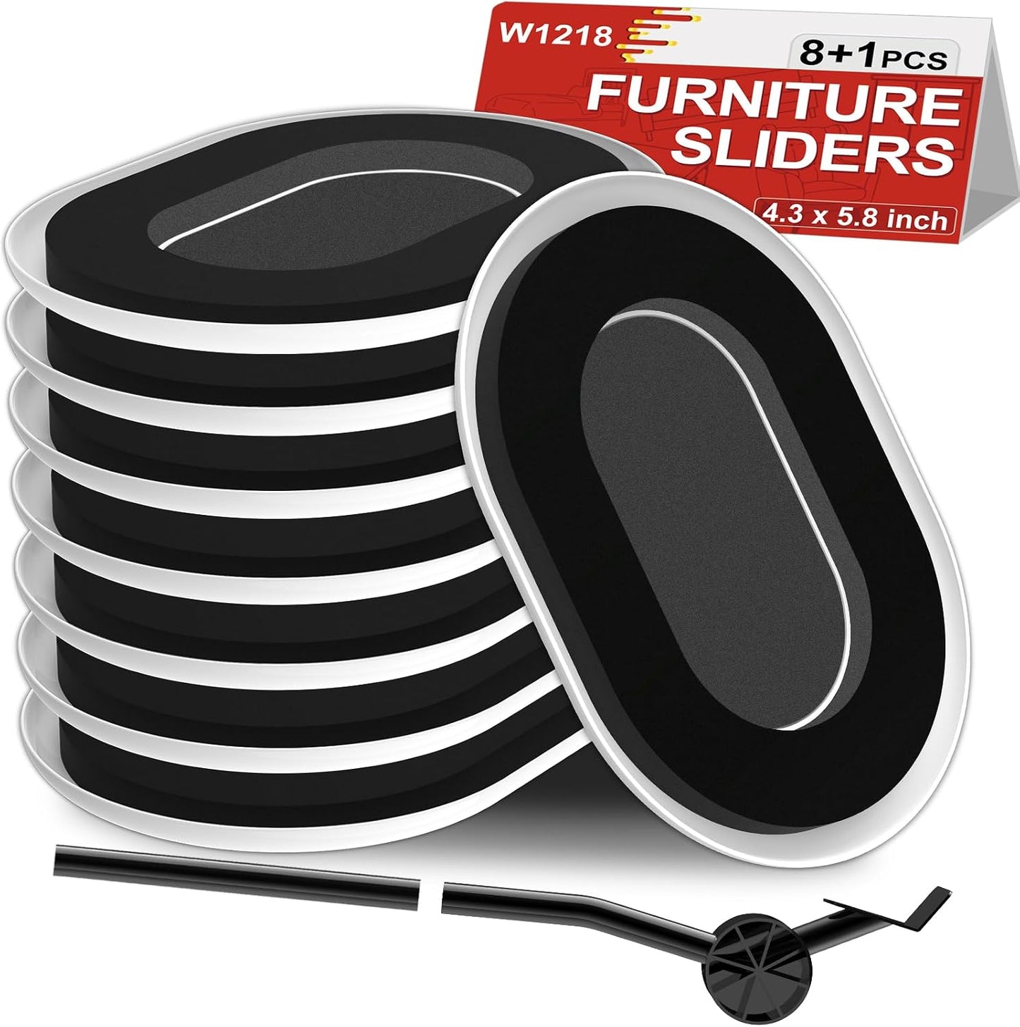 New Upgrade Furniture Sliders: Multi-Surface 3-in-1 Furniture Movers Slider | Heavy Moving Pads with 8PCS 4.3" Carpet Sliders + 4PCS Hard Floor Socks + 1 Lifter - Protect Floor and Easily Move Furniture