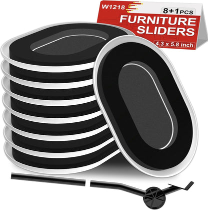 New Upgrade Furniture Sliders: Multi-Surface 3-in-1 Furniture Movers Slider | Heavy Moving Pads with 8PCS 4.3" Carpet Sliders + 4PCS Hard Floor Socks + 1 Lifter - Protect Floor and Easily Move Furniture