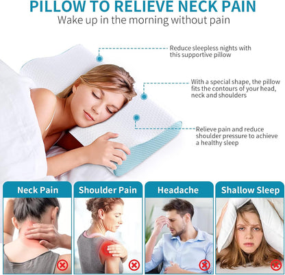 Memory Foam Pillows , Neck Pillow Queen Size Bed for Sleeping , Ergonomic Cervical Support Side Back Stomach Sleeper , Orthopedic Contour and Shoulder Pain