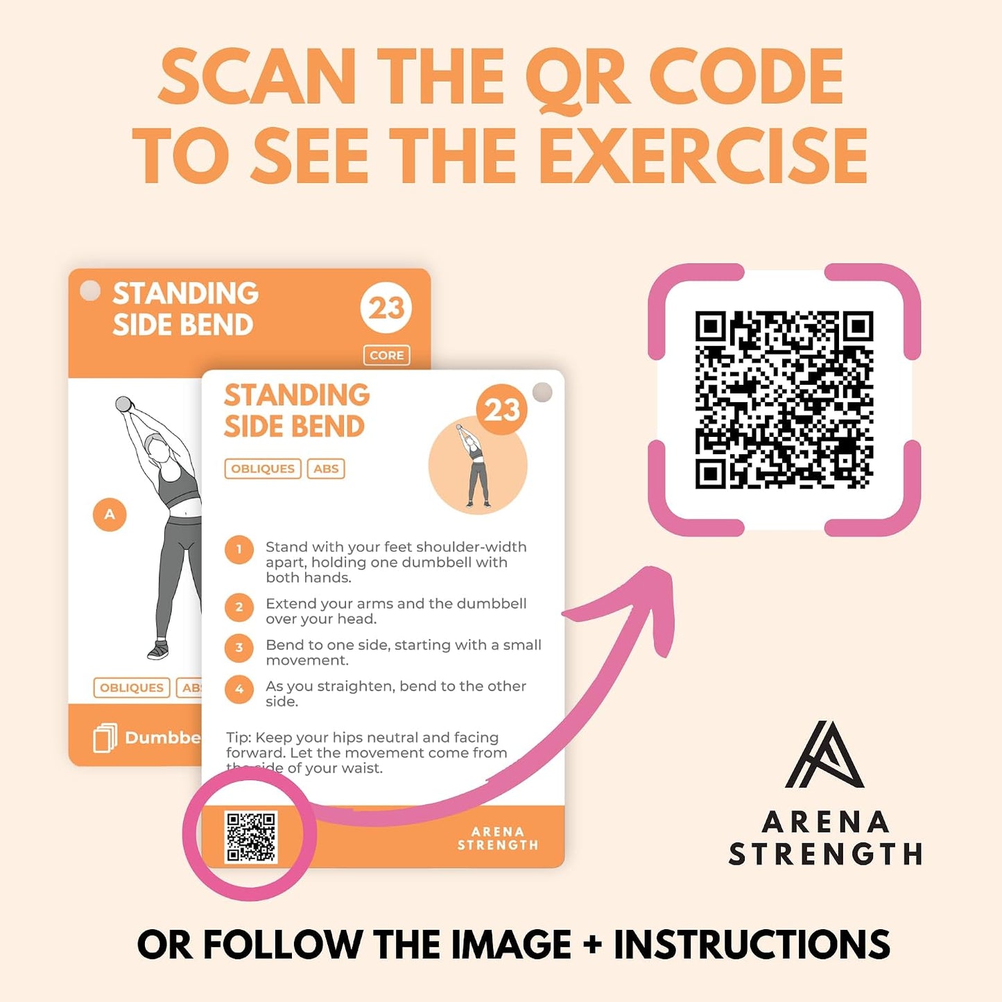Arena Strength Workout Cards - Instructional Fitness Deck for Booty Band Workouts, Beginner Fitness Guide for Resistance Band Training Exercises at Home. Includes Workout Routines.