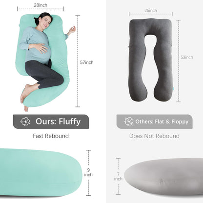 MOON PARK Pregnancy Pillows for Sleeping - 57 Inch U Shaped Full Body Maternity Pillow with Removable Cover - Support for Back, Legs, Belly, Hips - Pregnancy Pillow for Women - Grey