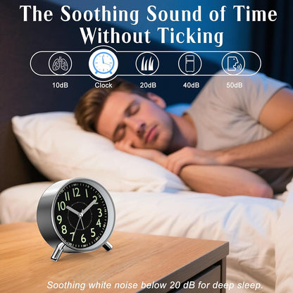 Analog Alarm Clock Night Ligh Battery Operated for Bedroom