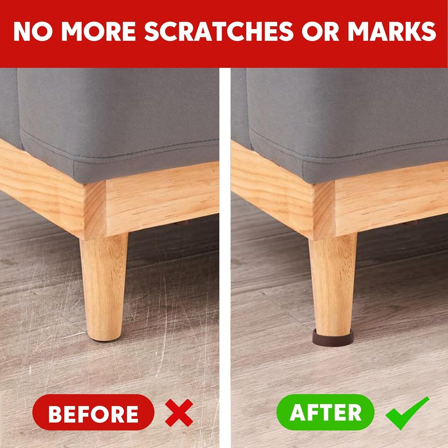 Furniture Pads 3x3 Non Slip Rubber Furniture Caster Cup for Hardwood Floors