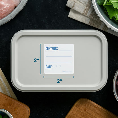 Freezer Labels 1x2 in 200/Roll, Dissolvable Fill in Canning Jar Stickers | Preprinted write on lines, use pen or marker, containers, bottles, food storage, meal prep, pantry, peels clean, no residue