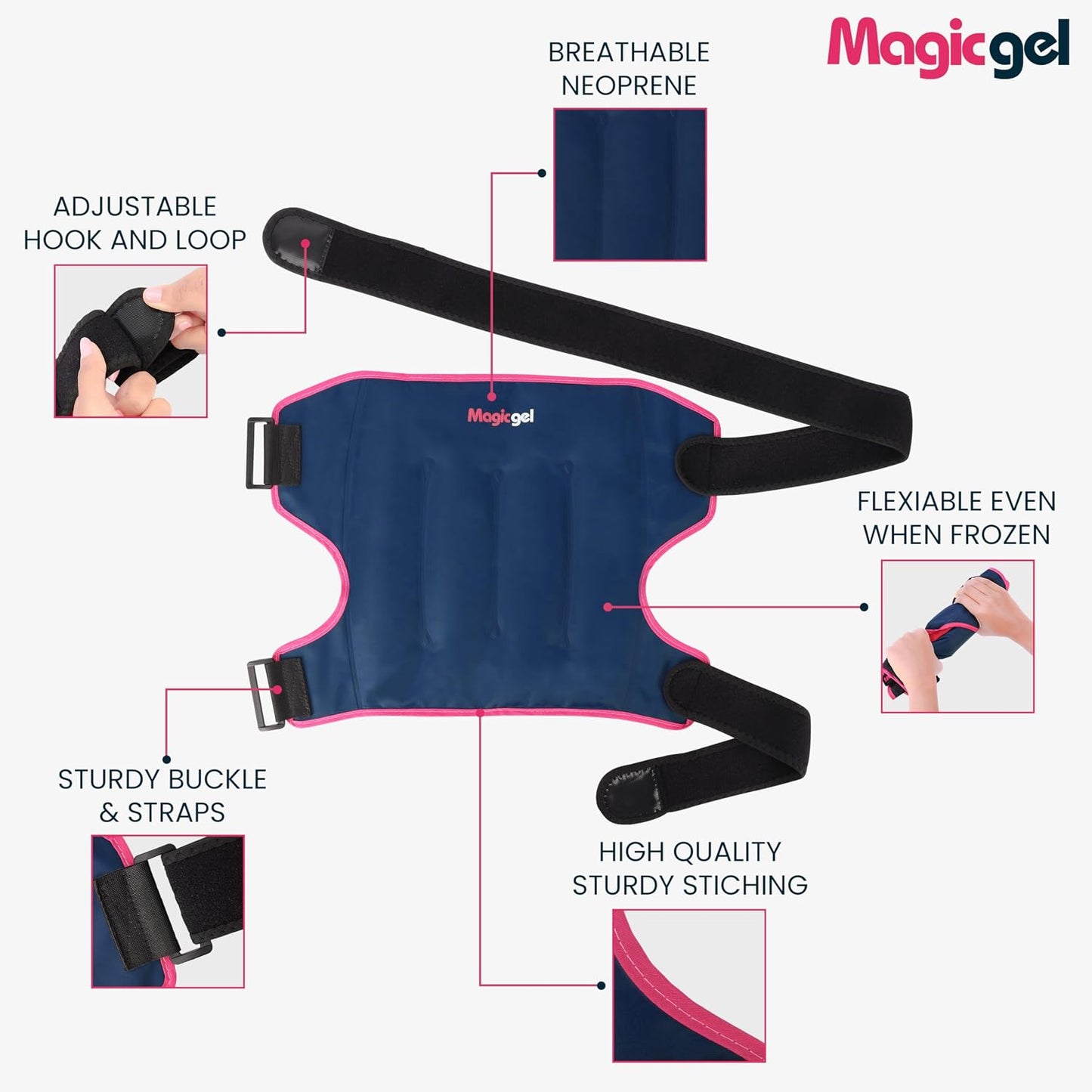 Magic Gel Hip Ice Pack Wrap - Reusable Cold Pack for Hip Bursitis, Hip Replacement Surgery and Hip Flexor Pain. Hip ice wrap for Inflammation, Swelling and Hip Pain Relief