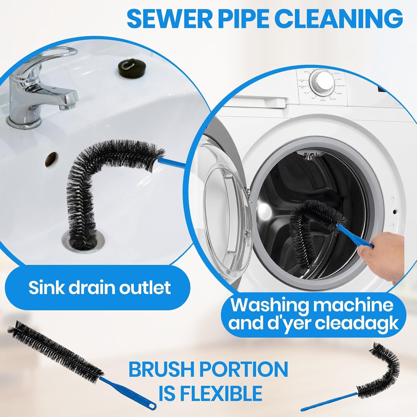 Dryer Lint Trap Cleaning Brush Set, Dryer Vent Cleaner Kit with Refrigerator Condenser Coil Brush, 2 Gap Brushes and 2 Pliers for Home