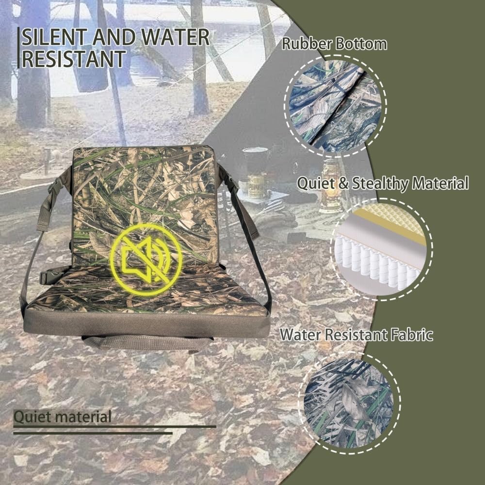 Hunting Seat Cushion with Backrest Adjustable Portable Heated Seat Pad Suitable for Hunting Ice Fishing Hiking and Camping (Batteries Not Included)