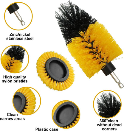 Drill Brush Attachments Set, 17PCS Power Scrubber Kit with Scouring Pads and Sponge, for Bathroom, Tile, Grout, Kitchen, Tub and Car Wheel Cleaning