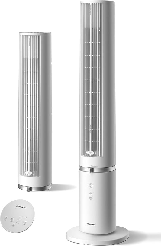 PELONIS 40-Inch Oscillating Tower Fan with Remote for Bedroom, White | Standing Cooling Fan, Washable Design, 2000 CFM, 28ft/s Airflow, 4 Speed, 2 Modes, 90° Oscillation, 23dB Quiet, 7-Hr Timer
