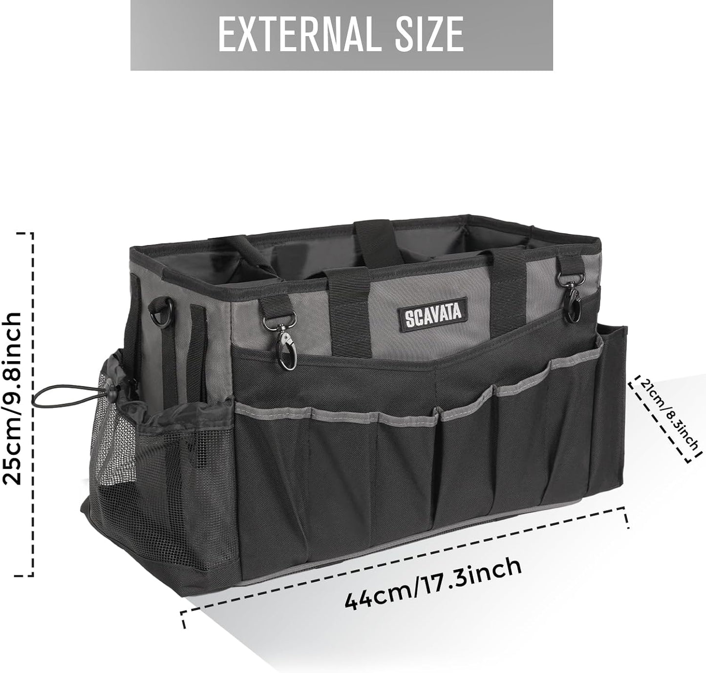 SCAVATA Wearable Cleaning Caddy Bag, Cleaning Caddy Supplies Organizer with Handle & Shoulder Straps for Housekeepers, Under Sink & Car Cleaning Tool Organizers with 4 Foldable Divider (Lake Blue)