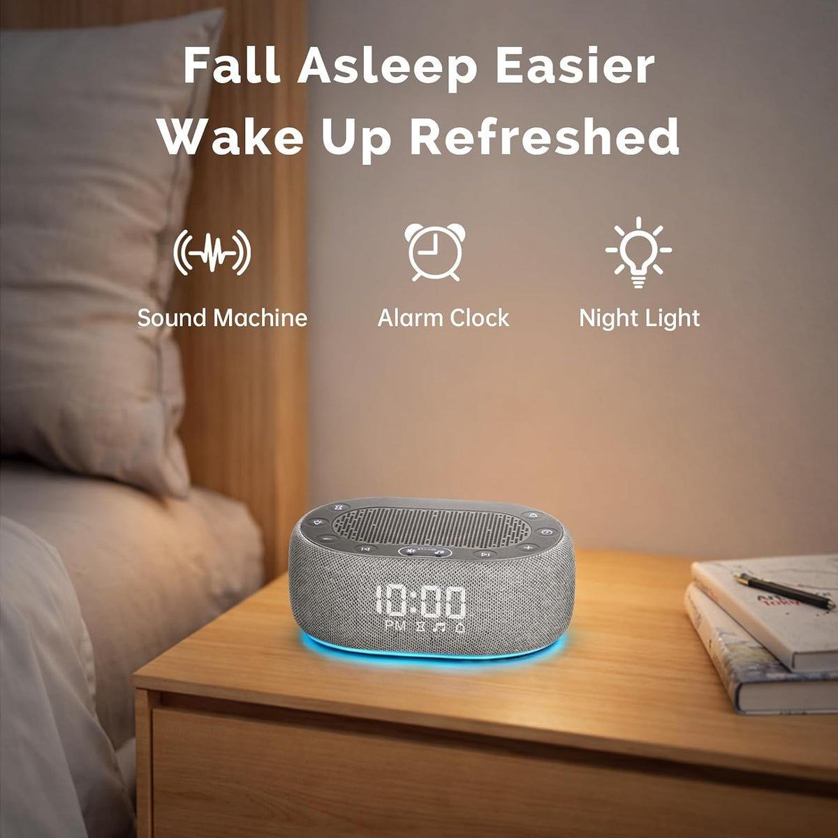 1Mii White Noise Machine with Alarm Clock, Sound Machine for Sleeping