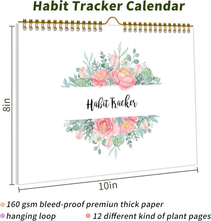 Habit Tracker Calendar Undated for Daily, Weekly & Monthly, 7.5" x 10"