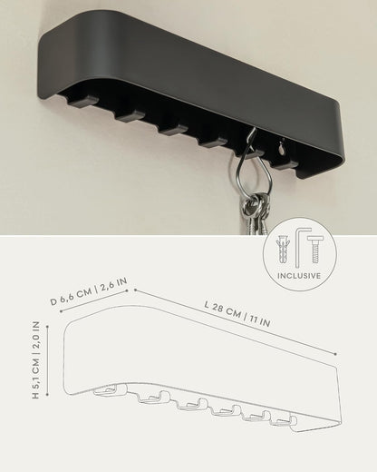 Kazai. Key Holder for Wall 'Tone' | Minimalist Key Hooks Design from Berlin | Modern Key Hanger with Metal Shelf | Key Hook Wall Mounted as Hallway Furniture | Black