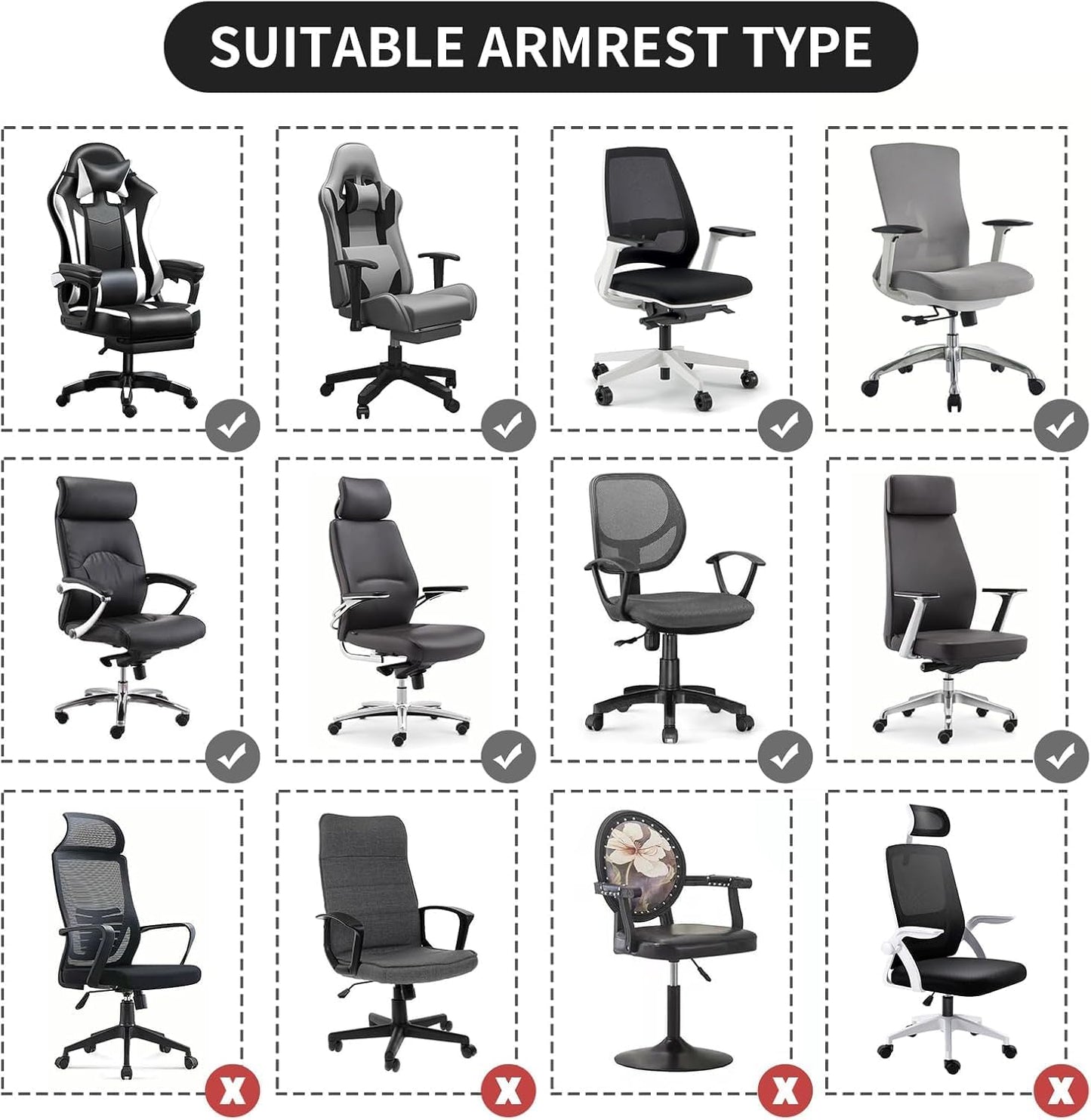 FORCHEER Office Chair Armrest Cover with Zipper 15inch Stretchable Water Resistant Computer Office Chair Arm Rest Slipcover for Desk Chairs Arm 2Pack-Army Green