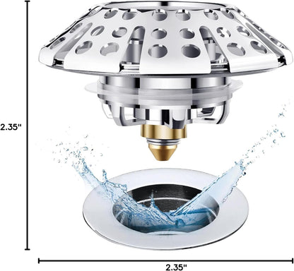 AzWzz Universal Tub Stopper Bathtub Drain Plug, Pop Up Tub Drain Hair Catcher, Drain Cover with Strainer, for 1-3/8 to 2in Bath Drain Hole