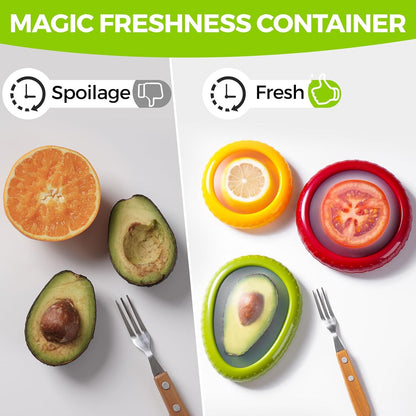 Avocado Saver & Onion Storage Set,4 Pcs Silicone Fruit Vegetable Anti-oxidation Box,Reusable Fridge Fresh Pod Food Storage,Perfect Containers for Lemons, Tomato & Garlic