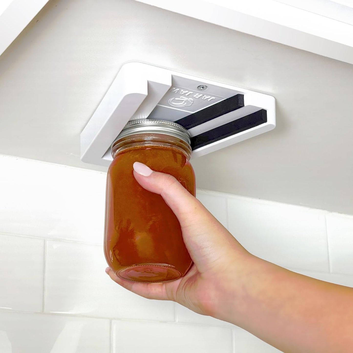 Jar Opener | Under Cabinet Jar Opener & Jar Closer for Weak Hands, Seniors, Arthritis, & One-Handed Use | Effortless Grip Jar, Bottle & Lid Opener | Kitchen Gadget Gift | Made in USA