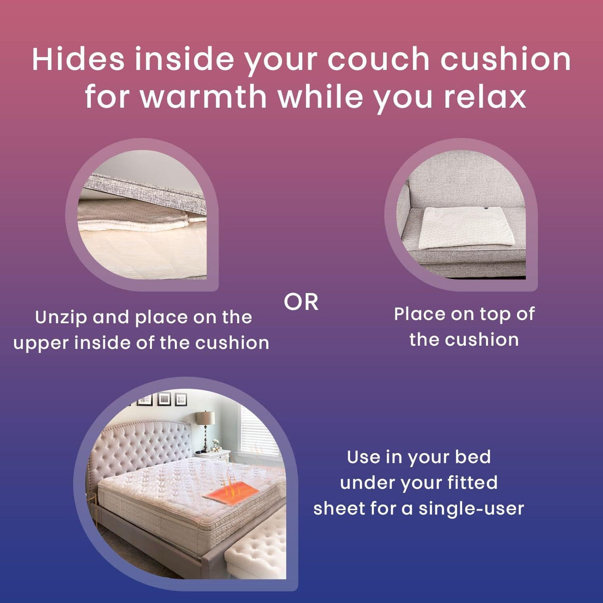 Hidden Heat Electric Foot of the Bed Warmer by SpotWarm; Wireless RF Remote, Microplush Flannel Mattress Warmer for Heated Feet. Queen Bed - 60” by 24”