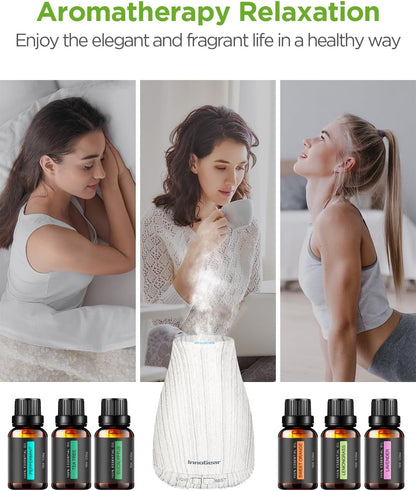 InnoGear Essential Oil Diffuser with Oils, 100ml Aromatherapy Diffuser with 6 Essential Oils Set, Aroma Cool Mist Humidifier Gift Set, Dark Wood Grain