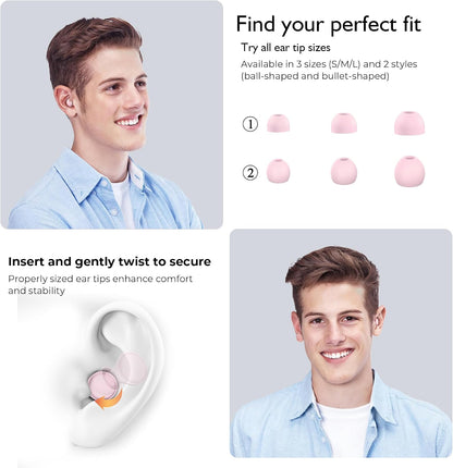 Jayine 2 Pairs Ear Plugs for Sleeping, Soft Full Silicone Ear Plugs for Noise Reduction 25dB, Reusable Hearing Protection Earplugs for Concert, Focus, Noise Sensitivity, 8 Ear Tips in S/M/L - Purple